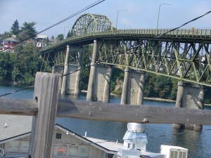 The Manette Bridge in Bremerton. This bridge was one of 2 that linked East and West Bremerton. The Manette Bridge shown here has since been replaced with a newer and much less classy bridge.